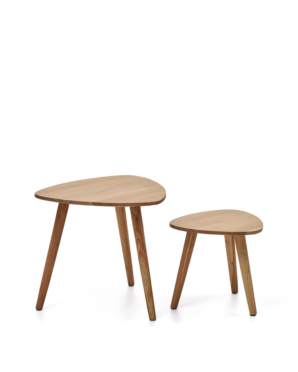 Комплект из 2-х столиков Duvani из массива акации с выбеленной отделкой