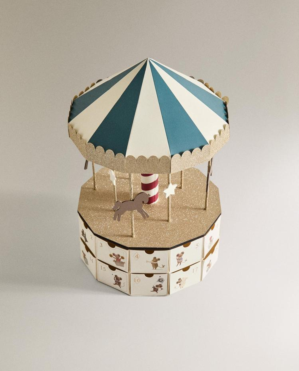ZARA HOME РОЖДЕСТВЕНСКИЙ АДВЕНТ-КАЛЕНДАРЬ В ФОРМЕ КАРУСЕЛИ, РАЗНОЦВЕТНЫЙ