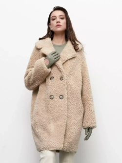 Шуба чебурашка тедди, бежевая, Северина