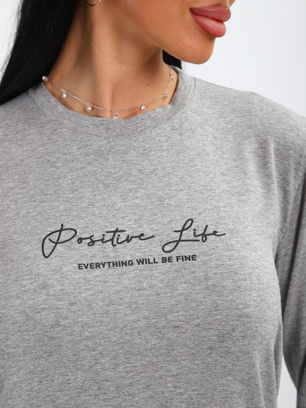 Лонгслив серый меланж