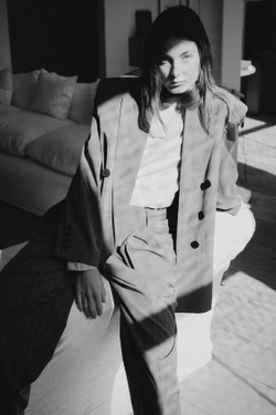 ZARA БРЮКИ СО СКЛАДКАМИ И ПУГОВИЦАМИ СНИЗУ, СЕРЫЙ/СИНИЙ