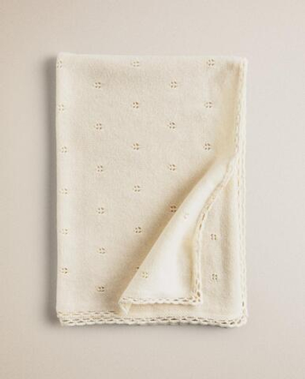 Zara Home плед детский из хлопка, оранжевый, 70x100 см