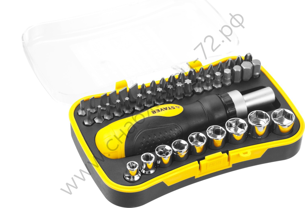 STAYER Compact-46 46 предм., Реверсивная отвертка с насадками (25084-H46)