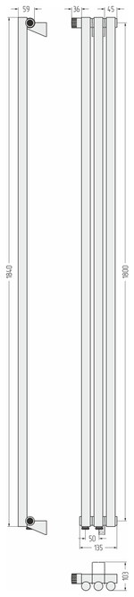 Сунержа Эстет-1 EU50 левый 1800х135 3 секции