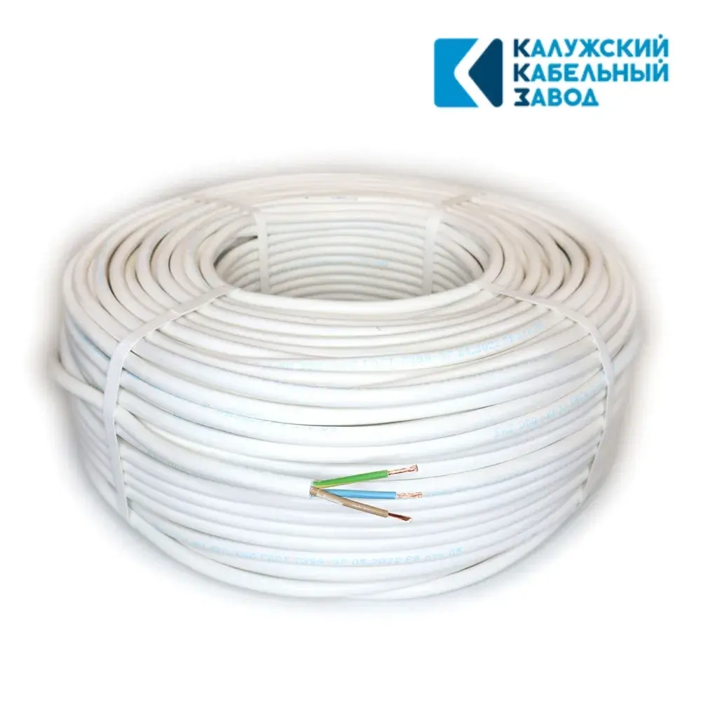 Электрический провод ПВС 3 x 1,5 мм, ККЗ, цвет белый 10 метров