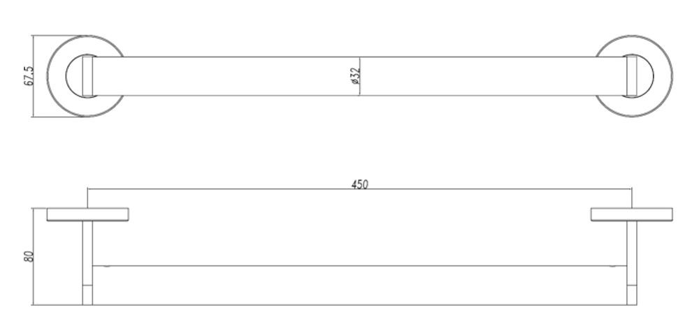 Поручень прямой 450 мм нерж. сталь NOFER 15254.45.CU медь