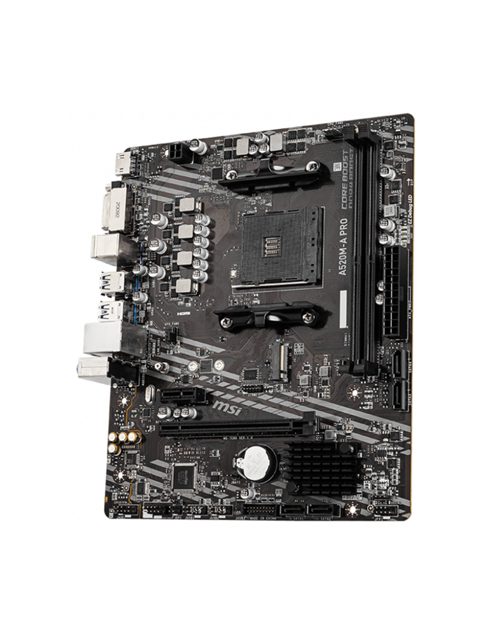MSI A520M-A PRO Soc-AM4 AMD A520 2xDDR4 mATX AC`97 8ch(7.1) GbLAN RAID+DVI+HDMI