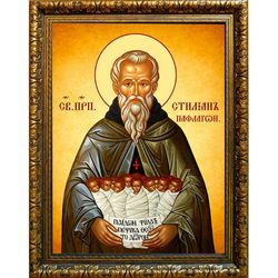 Стилиан Пафлагонский, покровитель и целитель детей. Икона на холсте.