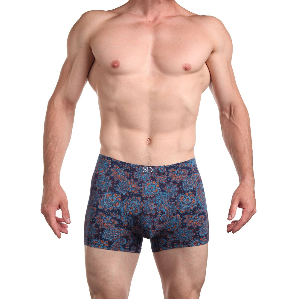 Мужские трусы-боксеры с цветочным принтом (Размер: XXL) (Цвет: черный)