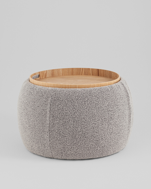 Пуф-столик Люкке с ящиком серый