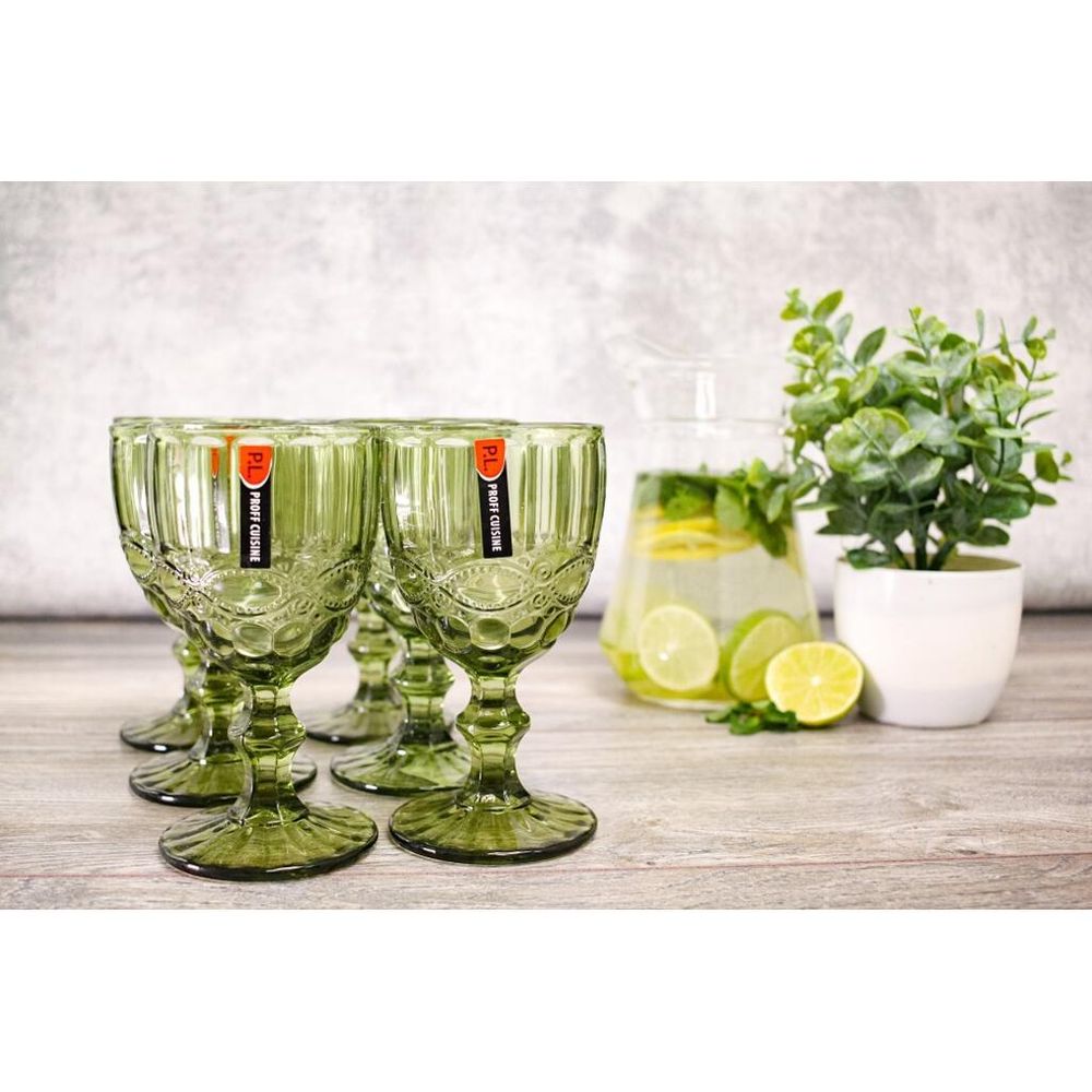 Бокал для вина 250 мл набор 6 шт. зеленый d 8 см h15,5 см Green Glass P.L. Proff Cuisine [1]