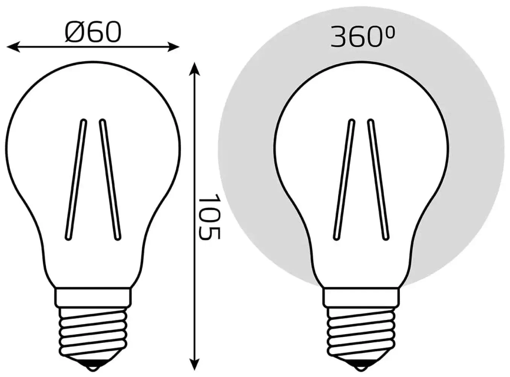 Лампа Gauss LED Filament A60 15W E27 1400 lm 2700K 102902115