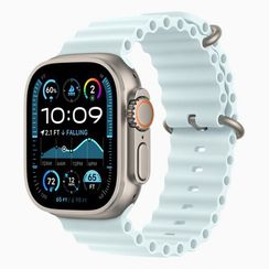 Apple Watch Ultra 2 GPS + Cellular, 49mm, титан светлого цвета, ремешок Ocean голубого цвета (2024)