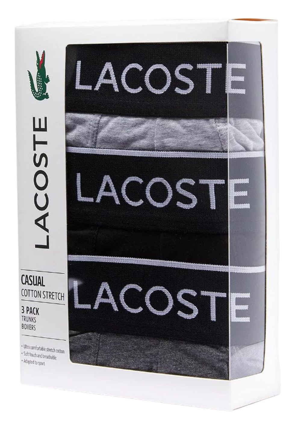Боксерки теннисные Lacoste Cotton Stretch Trunk 3P