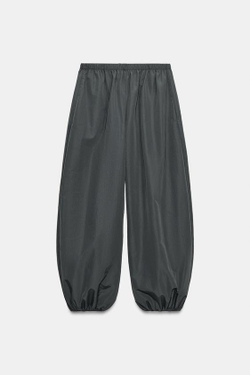 ZARA НЕЙЛОНОВЫЕ БРЮКИ-БОМБЕРЫ, ТЕМНО-СЕРЫЙ