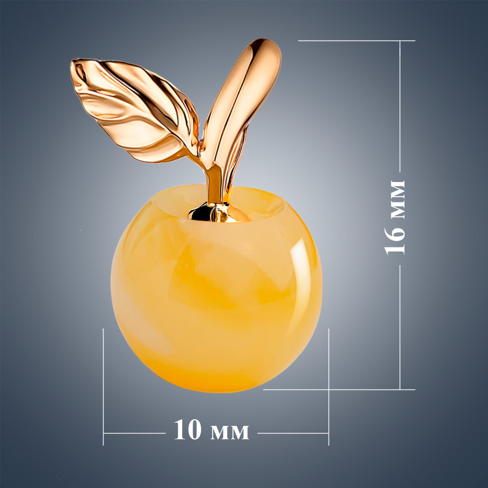 Ефимов Золотая подвеска "Медовое яблочко" 585 пробы с Калининградским, цельным, натуральным янтарем