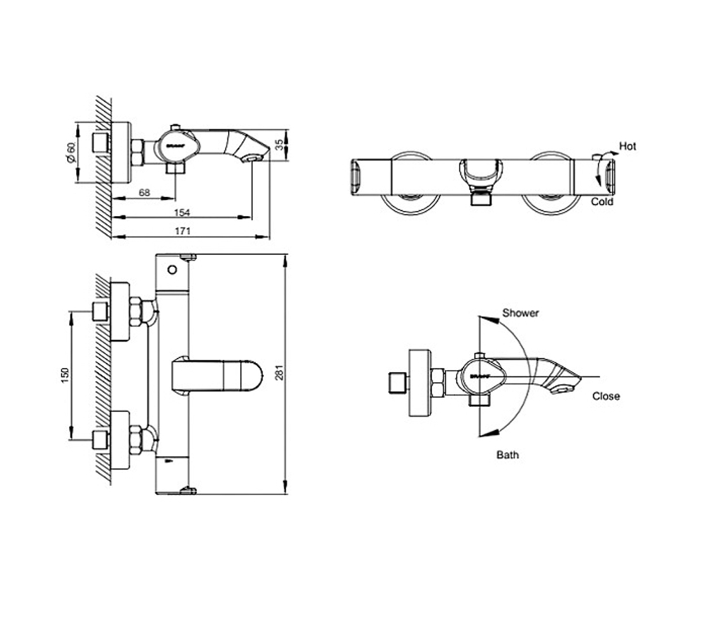 Термостат для ванны Bravat Waterfall