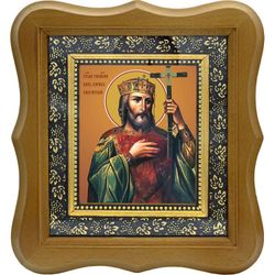 Борис (в Крещении Михаил) Болгарский, равноапостольный царь. Икона на холсте.