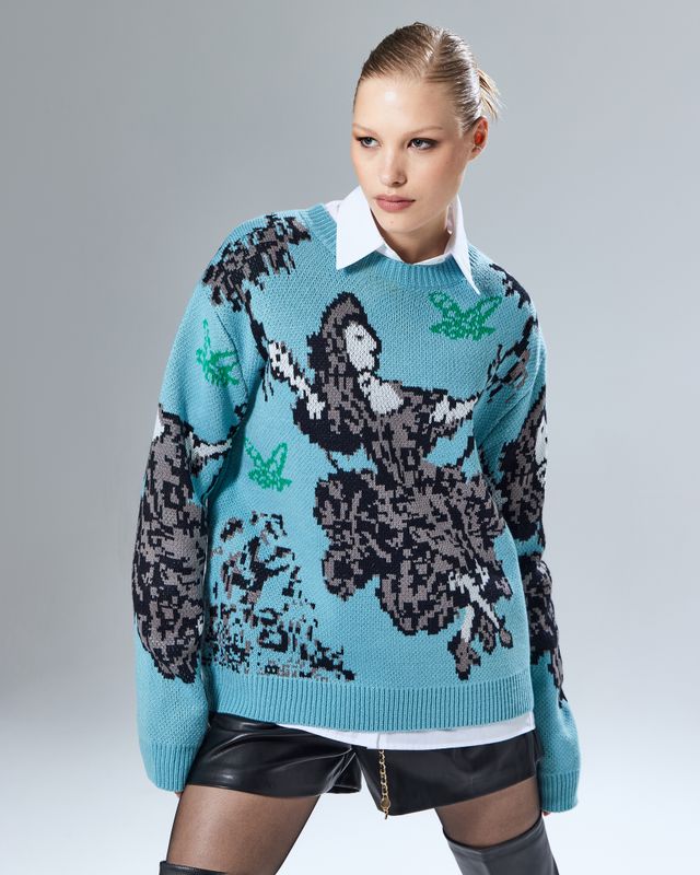 Свитер с принтом качели