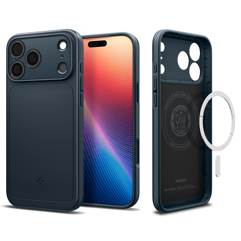 Чехол Spigen Thin Fit Magsafe для iPhone 17 Pro Max сине-серый