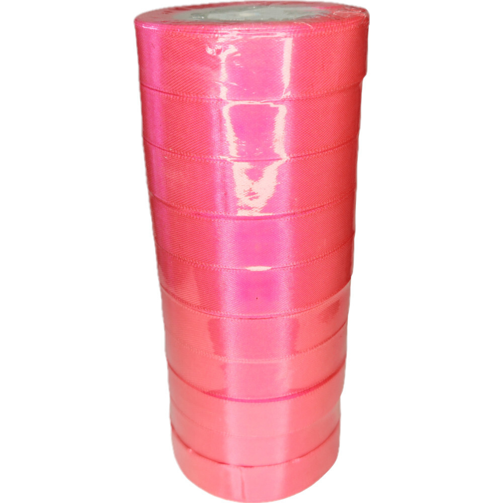 Лента упаковочная атласная 20мм, 22 м фуксия (10шт/уп)