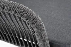 "Лион" стул плетеный из роупа, каркас алюминий серый (RAL7022) муар, роуп серый круглый, ткань серая 017