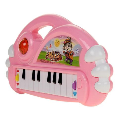Пианино на бат., розовый, пакет 856-3