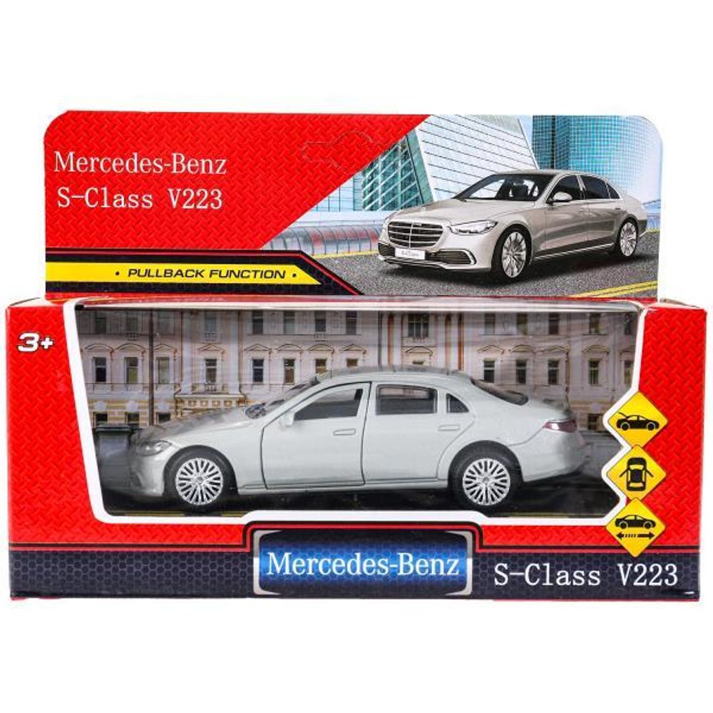 Модель ин. мет. "Mercedes-Benz s-class v223" 12см. дв,багаж, серебристый,коробка SCLASS-13-SR (Технопар