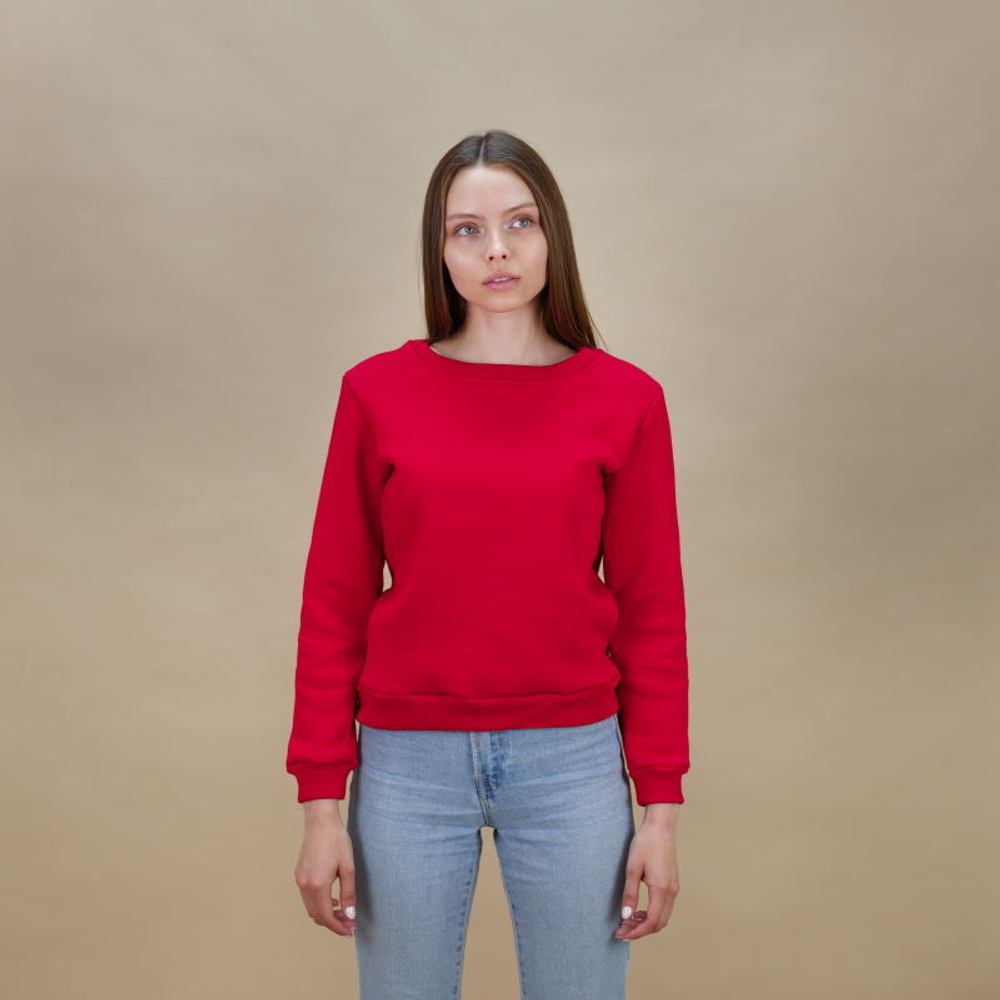 СВИТШОТ ЖЕНСКИЙ, ФУТЕР 300, 80%Х/Б, 20%ПЭ, Красный ПРЕМИУМ, M-301_44 (S)