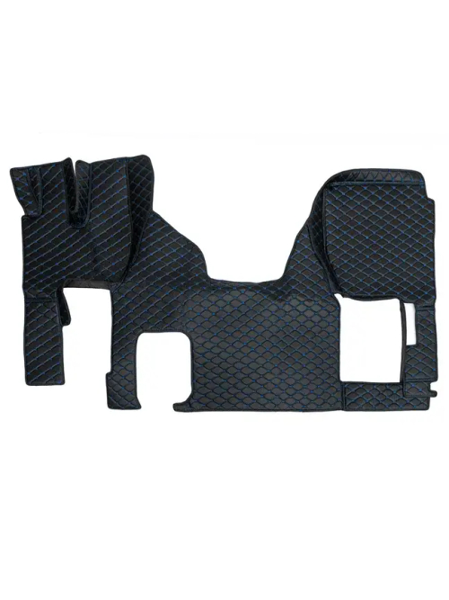 Ковры 3D Dong Feng  (экокожа, черный, синяя строчка)