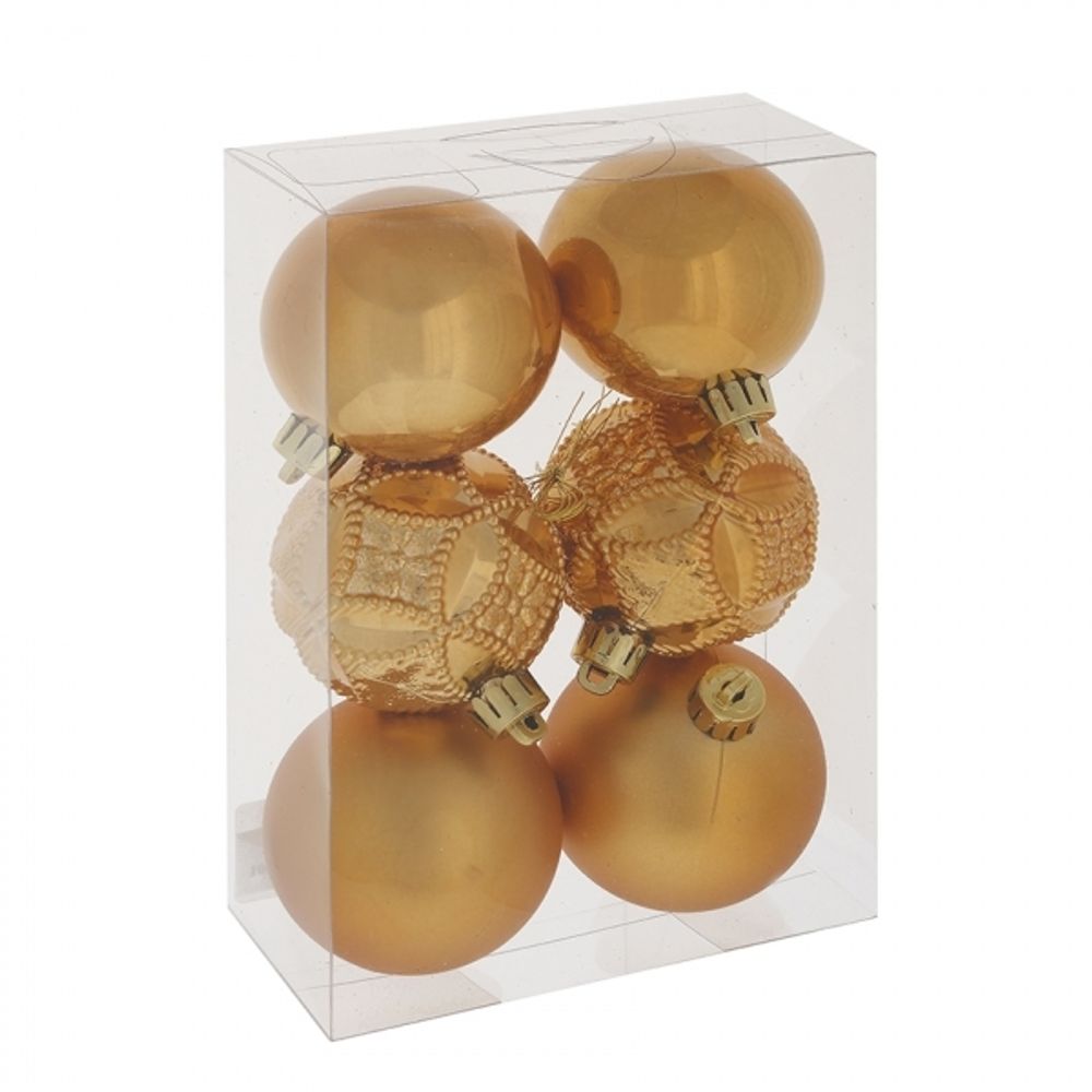 GAEM Набор из 6шт Украшение новогоднее Шар "Медовое чудо", D 6 см, L17,5 W6 H11,5 см