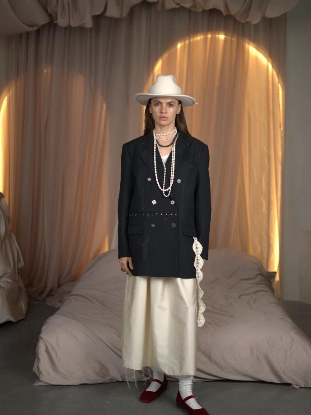 Жакет из шелка/шерсти со множеством деталей