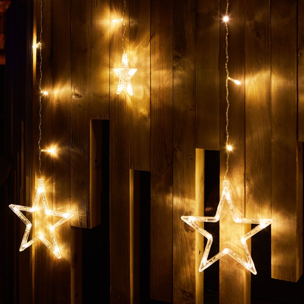 ULD-E3007-138-DTA WARM WHITE IP20 STARS-2 Занавес фигурный светодиодный. 3х0.7м. 138 светодиодов. Теплый белый свет. Провод прозрачный. TM Uniel