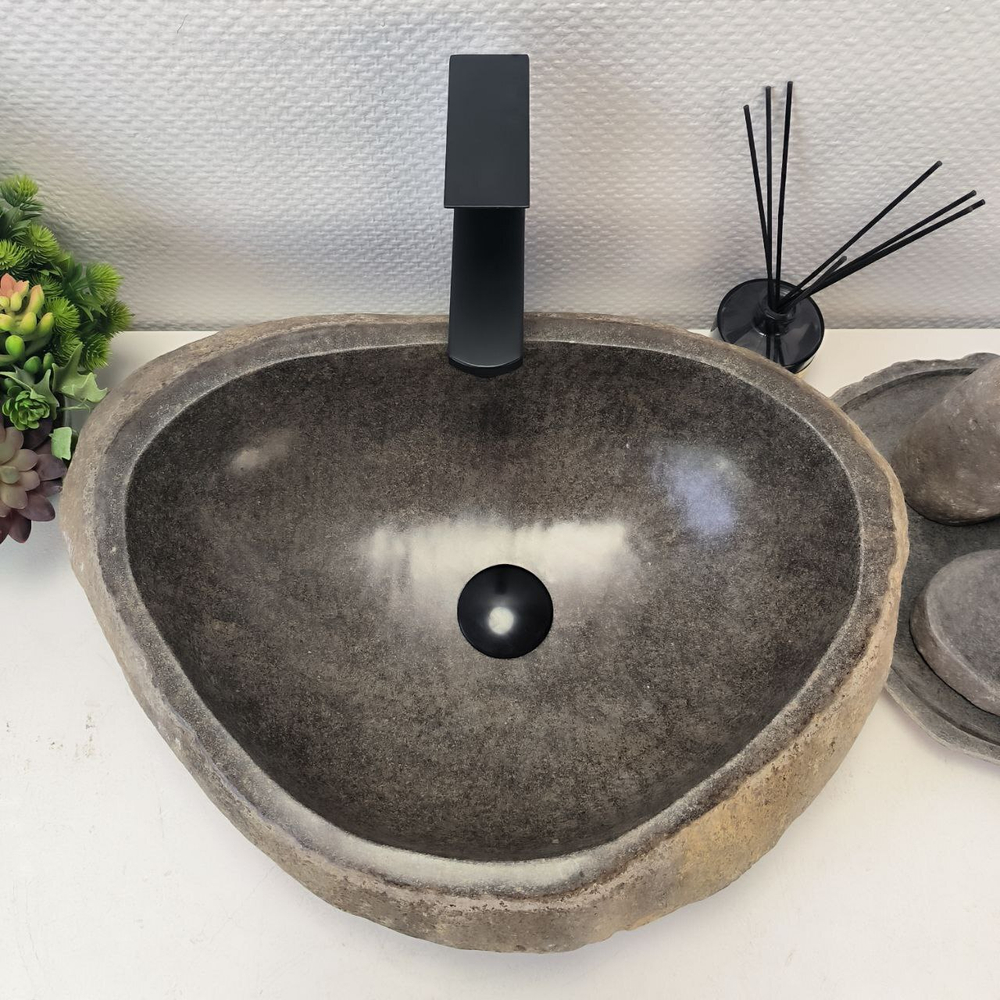 Каменная раковина из речного камня RS-63409 (53*38*15) 0123