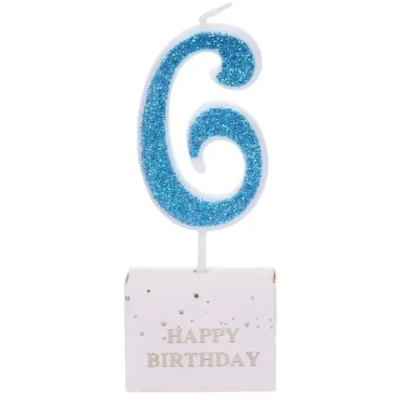 Свеча для торта Цифра Иллюзия «6» 9.5 см, голубой