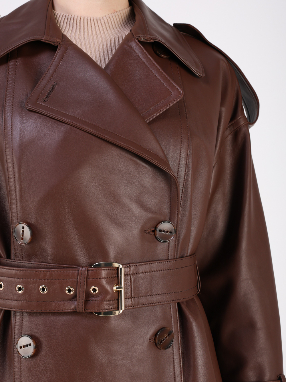 Кожаная куртка демисезонная косуха двубортная