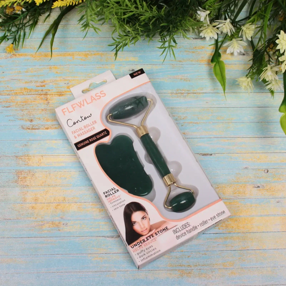 Массажер для лица и шеи декольте и скребок «Gua sha», цвет изумрудный опал