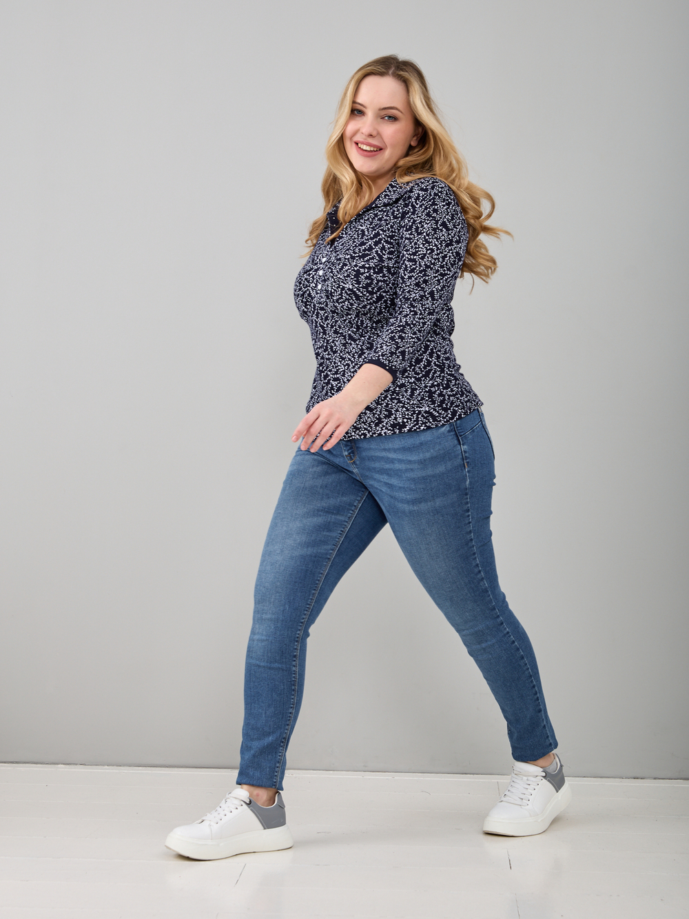 Блузка БЛ-015/синяяветочка