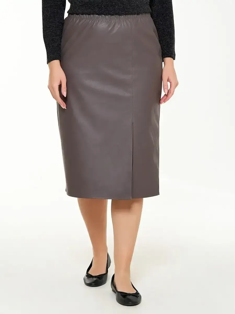 Юбка из экокожи с разрезом