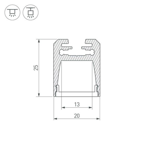 Профиль с рассеивателем Arlight ALU-SWISS-20-2000 ANOD+FROST 024197