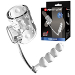 Прозрачная насадка на пенис и мошонку с анальным стимулятором Rilley