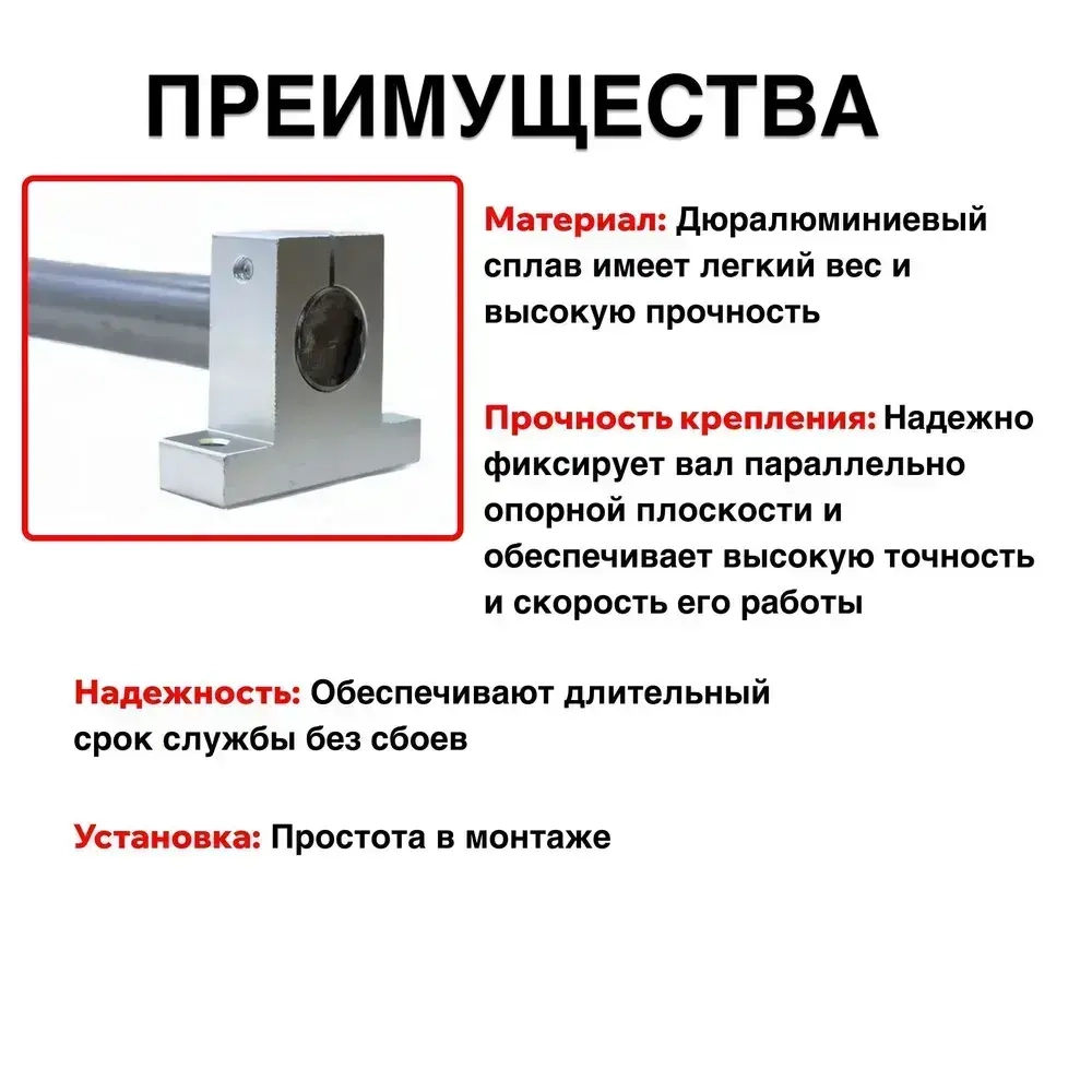 Вертикальный держатель вала 25мм SH25. Опора для вала чпу станка.