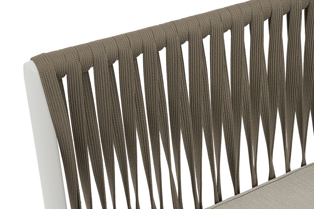 "Касабланка" правый модуль плетеный из роупа, каркас алюминий светло-серый (RAL7035) муар, роуп серо-коричневый 23мм, ткань бежевая 15052