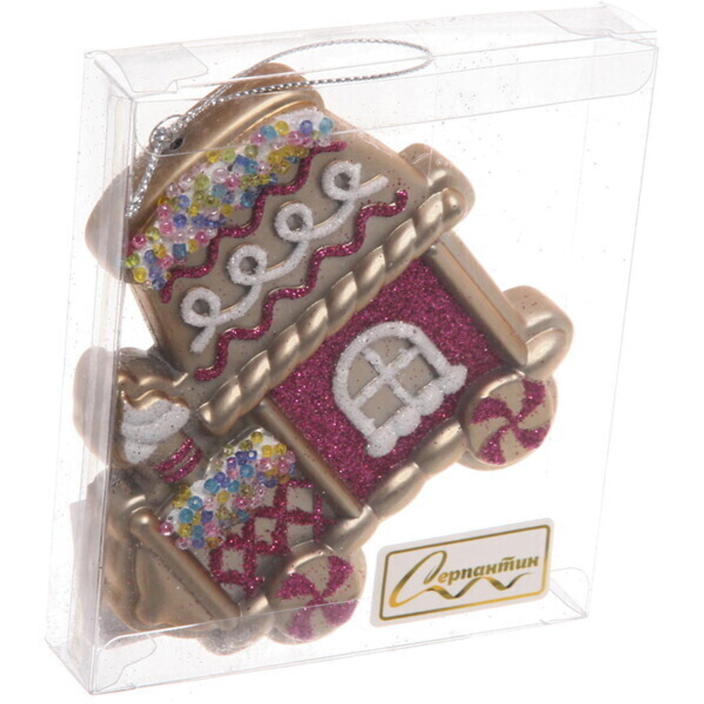 Ёлочная игрушка «Сказочный поезд» 9*1,5*10 см, фуксия