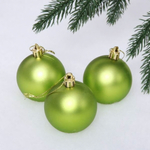 Новогодние шары 6 см (набор 3 шт) "Матовый", салатовый (Серпантин)