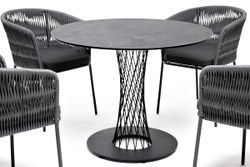 "Диего" обеденная группа на 4 персоны со стульями "Бордо" плетения колос, столешница "серый гранит"
