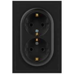 Розетка ЭРА Galaxy 15-2105-05 с заземлением двойная 2X2P+E Schuko со шторками IP20 16А-250В антрацит | Эра Galaxy