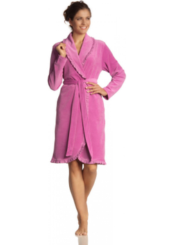 Элитный халат велюровый Ariel ярко-розовый от Vossen Австрия