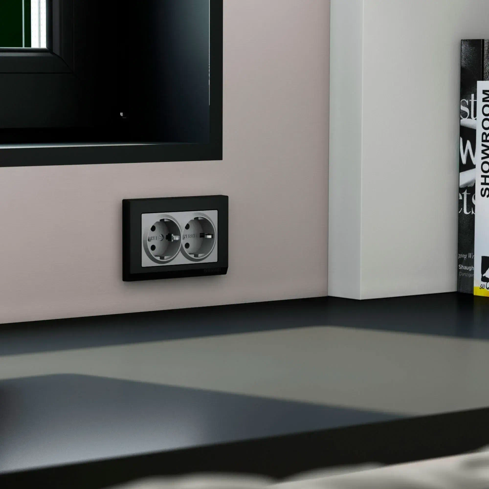 Рамка для двойной розетки Stark (черный) W0081808