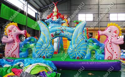 Коммерческий надувной батут "Затерянный остров, три горки" 12*7*7 м